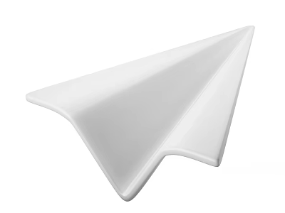 White Paper Airplane With Triangular Shape And Smooth Minimalist Design 3d model