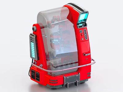 Red Commercial Equipment With Transparent Cover Display Screen Control Buttons And Modern Design 3d model