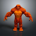 Fierce Orange Fur Monster Character With Muscular Build Sharp Claws And Standing Posture