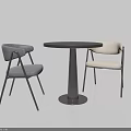 Modern Minimalist Round Table and Chairs Set with Gray and Beige Metal Frame Design