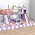 Indoor Kids Play Equipment With Purple Pink Slide Tunnel Steps And Ball Pit
