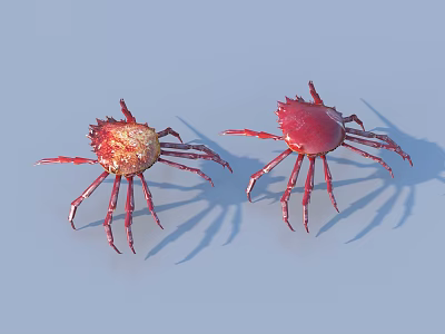 Two Red Crabs Displayed On Light Blue Background With Detailed Features 3d model Two Red Crabs Displayed On Light Blue Background With Detailed Features 3d model