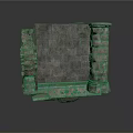 Ancient Architectural Ruins Featuring Gray Brick Walls Damaged Edges And Stone Column Structure 3d model
