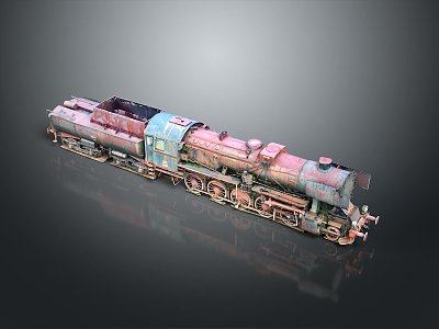 vintage train steam train carriage locomotive head steam carriage train vehicle 3d model