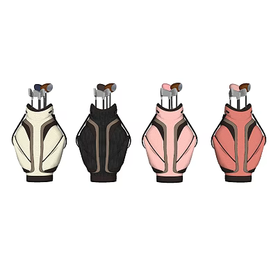 Premium Golf Bags In Black White Pink Red Colors With Golf Clubs For Sports Equipment 3d model