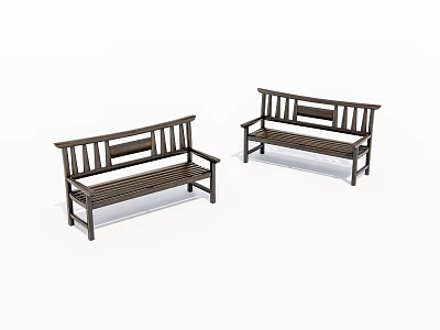 Simple Wooden Bench Design With Backrest And Armrest For Home Decoration 3d model
