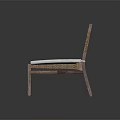 Stylish Leisure Chair With Rattan Backrest White Padded Seat And Wooden Frame