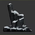 Snow Covered Rocky Terrain With Irregular Dark Stone Formations And Sharp Edges 3d model