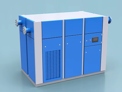 Blue And White Industrial Equipment With Multiple Doors Control Panel And Ventilation Grill 3d model
