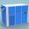Blue And White Industrial Equipment With Multiple Doors Control Panel And Ventilation Grill