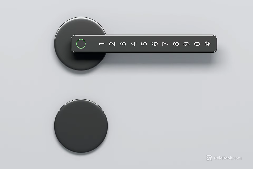 Smart Digital Door Handle With Numeric Keypad Green Indicator Light And Circular Components 3d model 