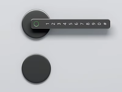 Smart Digital Door Handle With Numeric Keypad Green Indicator Light And Circular Components 3d model