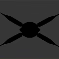 Detailed Black Spear With Three Pronged Head On Dark Background Under Focused Light