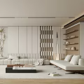 Modern Living Room Interior Design With Sectional Sofa Coffee Table And Decorative Wall Panels