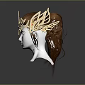 Ornate Golden Tiara With Red And Green Gems Intricate Wing Like Design