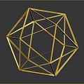 Elegant Golden Geometric Decorative Furniture Sculpture With Polyhedron Metal Wireframe Design