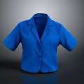 Classic Blue Short Sleeve Blazer With Collared Design And Button Front