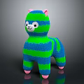 Cute Plush Llama Game Movie Character With Blue Green Stripes And Pink Ears Feet