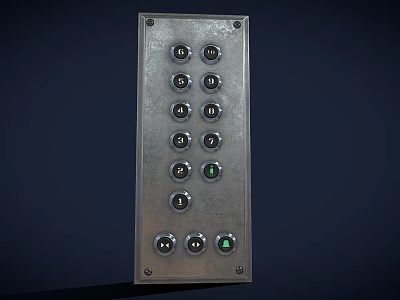 Public Facility Elevator Control Panel With Metal Surface And Numbered Floor Buttons 3d model
