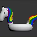 Unicorn Shaped Inflatable Swimming Ring With Rainbow Mane Tail And White Body For Water Sports