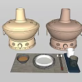 Traditional Style Gold Copper Hot Pot Cookware with Serving Bowl Plate Chopsticks Cup and Mat