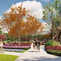 Scenic Park Landscape Design With Lush Green Lawn Colorful Trees Soccer Field And Walking Paths