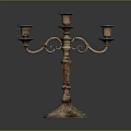 Decorative Vintage Brass Candelabra With Three Curved Arms And Ornate Base