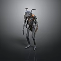 Futuristic Mechanical Ant Robot Character with Metallic Limbs and Antennae