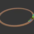 Wooden Circular Train Track With Colorful Cars For Kids Room Furniture