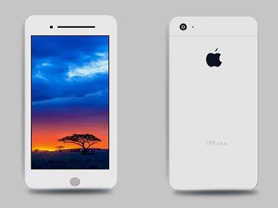 White iPhone With Scenic Sunset Wallpaper And Apple Logo On Back 3d model