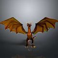 Mythical Dragon Character With Outstretched Golden Wings And Red Scaled Body