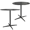 Modern Minimalist Side Table With Round Black Top And Metal Stable Base