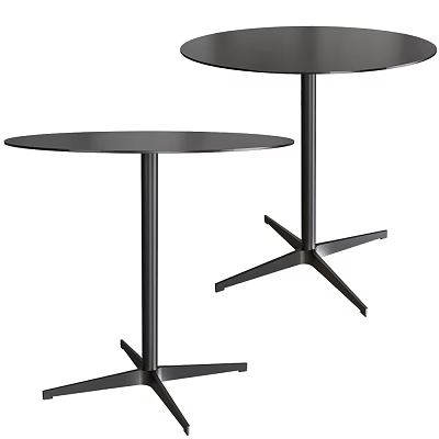 Modern Minimalist Side Table With Round Black Top And Metal Stable Base 3d model