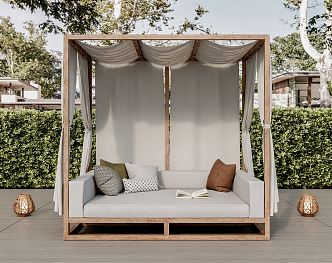 New Chinese Style Outdoor Sofa Outdoor Gazebo Recliner 3d model