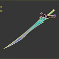 Glowing Blue Purple Gradient Fantasy Sword With Modern Design On Dark Background