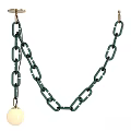 Modern Pendant Light With Green Chain And White Globe For Home Decor