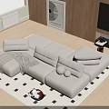 Modern Light Sofa and Coffee Table Set with Cushions Blanket and Living Room Rug