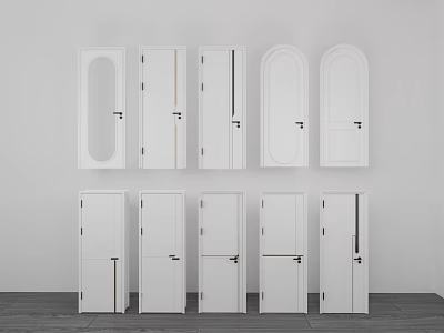 Various White Interior Door Designs With Different Shapes And Styles 3d model