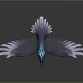 Mythical Blue Bird With Glowing Blue Patterns Flying In Mid Air 3d model