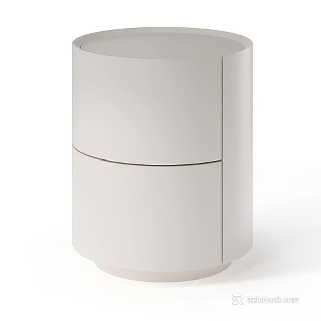 Minimalist White Cylindrical Nightstand With Two Drawers And Sleek Design 3d model 