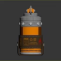 Tactical Grenade With Orange Pull Ring Silver Metallic Body And Brown Strap Mechanical Design 3d model