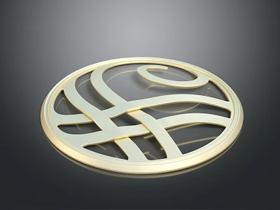 Elegant Golden Circular Hollow Design Furniture Decorative Ornament With Intricate Patterns 3d model