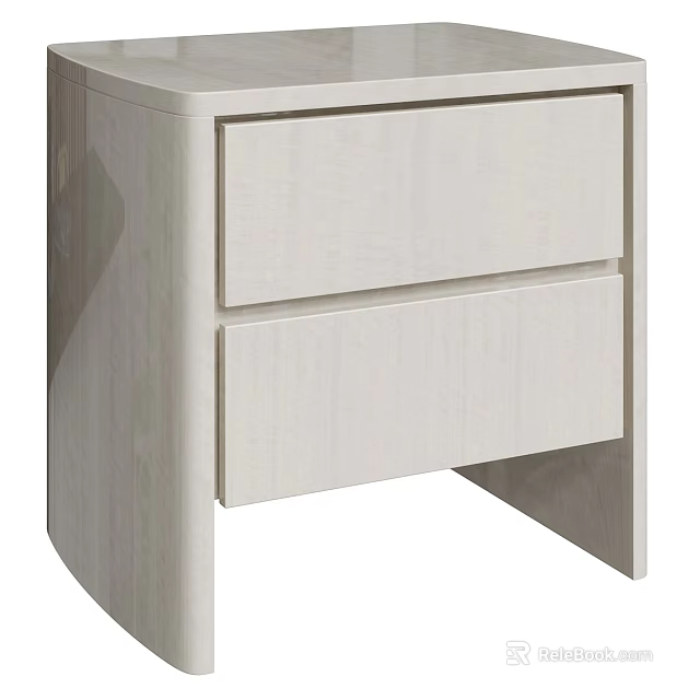Contemporary Bedside Table with Two Drawers Light Wood Finish and Sleek Design 3d model 