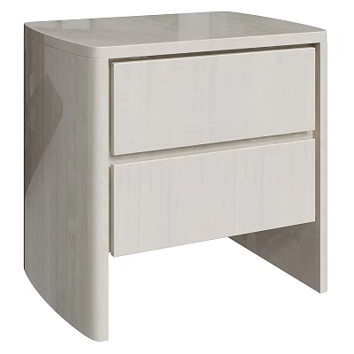 Contemporary Bedside Table with Two Drawers Light Wood Finish and Sleek Design 3d model