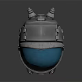 Shiny Metallic Astronaut Helmet With Blue Reflective Visor And Futuristic Design