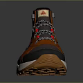 High Top Athletic Shoes With Orange Gray Mesh Design And Red Laces