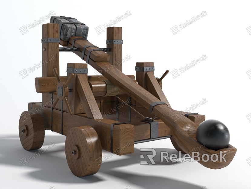 Chinese style weapon siege vehicle, stone machine, stone machine, stone vehicle siege equipment model