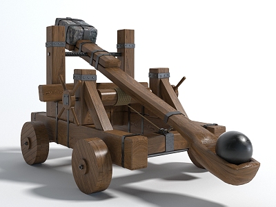 Chinese style weapon siege vehicle, stone machine, stone machine, stone vehicle siege equipment 3d model