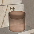 Modern Gradient Color Glass Wash Basin With Sleek Design And Marble Backdrop
