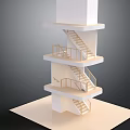 Modern Stairs Design With Multiple Floors And Railings On Platform Structure 3d model